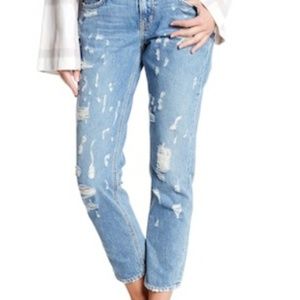 Mila Mid Rise Slim Distressed Girlfriend Jeans